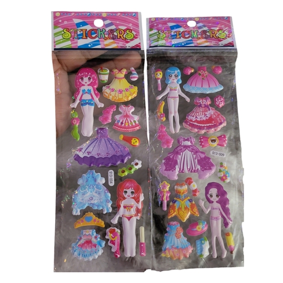2 Packs 3D Cartoon Dress-Up Girl Puffy Stickers Adorable PVC Bubbles for Kids - Picture 11 of 15